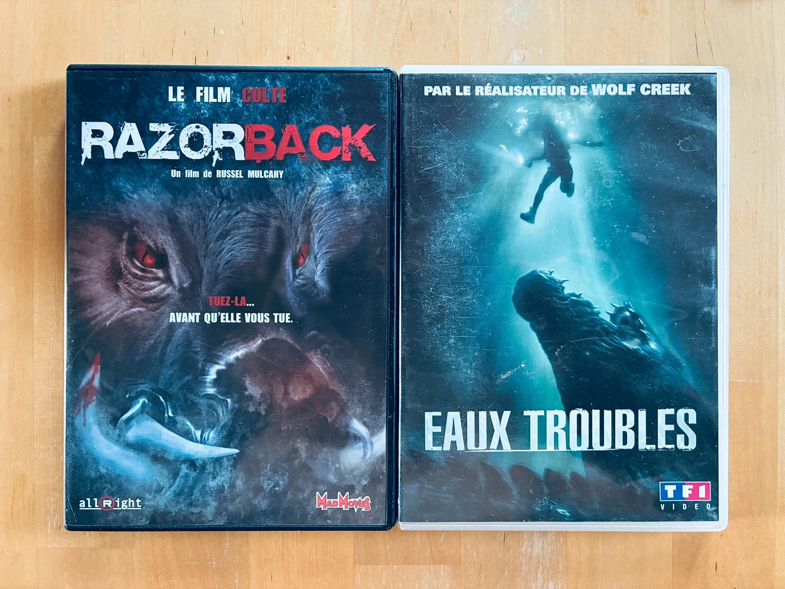 Lot 2 DVD horreur cultes australiens: Razorback et Eaux Troubles.